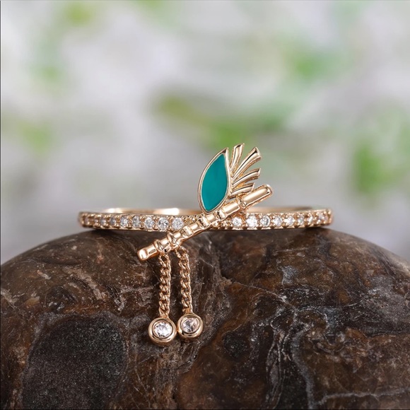 New Delicate Creative Yellow Gold Diamond Ring - Picture 2 of 5